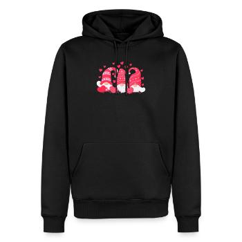 Trois nains coeur joyeux Saint Valentin coeurs Gnome - Sweat à capuche Premium bio Homme - noir - Devant - Nico (187cm)