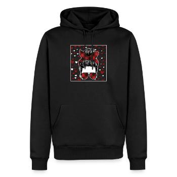 Fille Messy Chignon Buffalo Rouge Plaid - Sweat à capuche Premium bio Homme - noir - Devant - Nico (187cm)