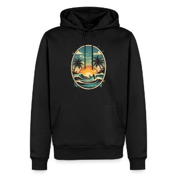 surf plage palmier soleil vacances - Sweat à capuche Premium bio Homme - noir - Devant - Nico (187cm)