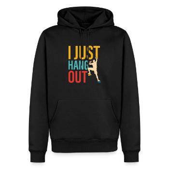 I Just Hang Out Boulder Climbing - Männer Premium Bio Hoodie - Schwarz - Vorne - Nico (187cm)