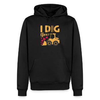 Ich mag dich Bagger Bulldozer Kran lustig Valentin - Männer Premium Bio Hoodie - Schwarz - Vorne - Nico (187cm)