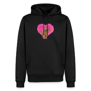 Drôle d’amant de chien coeurs de teckel mignons - Sweat à capuche Premium bio Homme - noir - Devant - Nico (187cm)