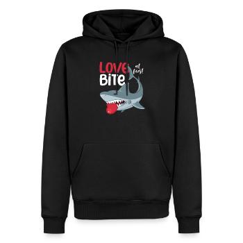 Liebe auf den ersten Biss Haie Lustiger - Männer Premium Bio Hoodie - Schwarz - Vorne - Nico (187cm)