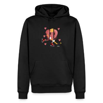 Herz spielen Eishockeyschläger Valentinstag Liebe - Männer Premium Bio Hoodie - Schwarz - Vorne - Nico (187cm)