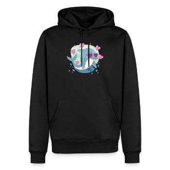Valentinstag lustig Delphin Liebhaber niedlich - Männer Premium Bio Hoodie - Schwarz - Vorne - Nico (187cm)