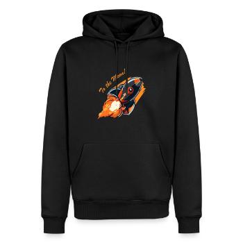 Fusée - Vers la Lune ! - Sweat à capuche Premium bio Homme - noir - Devant - Nico (187cm)