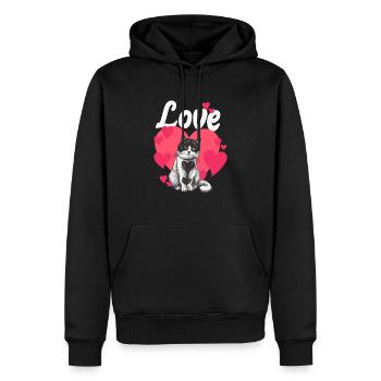 Lieben Sie Valentinstag-schwarzes Katzen-Herz - Männer Premium Bio Hoodie - Schwarz - Vorne - Nico (187cm)