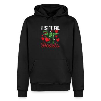 Ich stehle Herzen Valentinstag Dinosaurier T Rex - Männer Premium Bio Hoodie - Schwarz - Vorne - Nico (187cm)