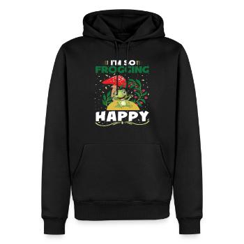 I´m so Frogging Happy - Männer Premium Bio Hoodie - Schwarz - Vorne - Nico (187cm)