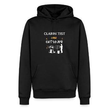 Klarinette Katze Liebhaber Geschenk - Männer Premium Bio Hoodie - Schwarz - Vorne - Nico (187cm)