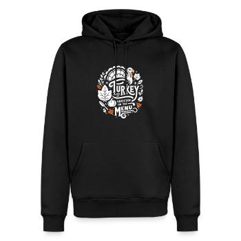 Truthahn und Dankbarkeit auf der Speisekarte - Männer Premium Bio Hoodie - Schwarz - Vorne - Nico (187cm)
