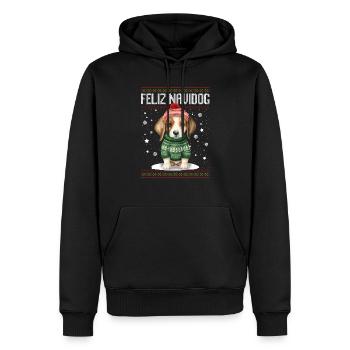 Beagle Hund Feliz Navidog - Feliz Navidad Weihnachten - Männer Premium Bio Hoodie - Schwarz - Vorne - Nico (187cm)