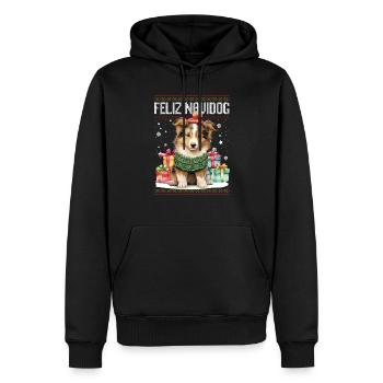 Collie-Hund Feliz Navidog - Feliz Navidad Weihnachten - Männer Premium Bio Hoodie - Schwarz - Vorne - Nico (187cm)