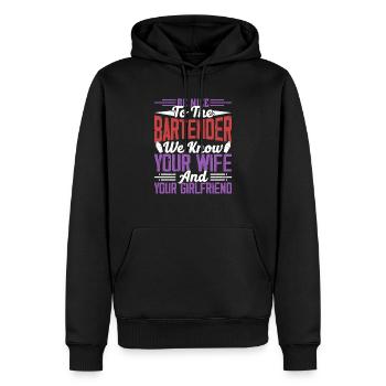 Be Nice To The Bartender Bartender Cocktail Barman - Men’s Premium Organic Hoodie - black - Front - Nico (187cm)