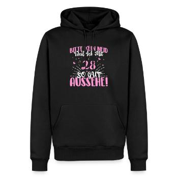 Bitte kein Neid nur weil ich nach 28 - Männer Premium Bio Hoodie - Schwarz - Vorne - Nico (187cm)
