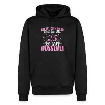 Bitte kein Neid weil ich mit 25 so gut aussehe! - Männer Premium Bio Hoodie - Schwarz - Vorne - Nico (187cm)