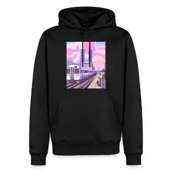 Japan Zug Bahnhof - Männer Premium Bio Hoodie - Schwarz - Vorne - Nico (187cm)