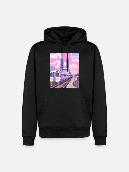 Japan Train Station - Men’s Premium Organic Hoodie - black