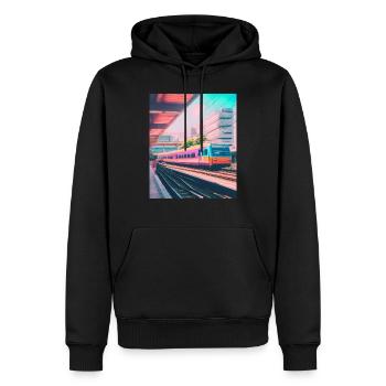 Zug Japan Bahnhof - Männer Premium Bio Hoodie - Schwarz - Vorne - Nico (187cm)