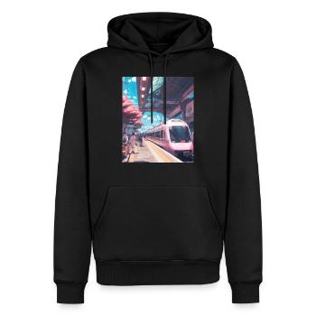 Zug Japan - Männer Premium Bio Hoodie - Schwarz - Vorne - Nico (187cm)