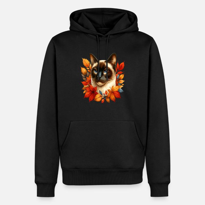 Herbstliche Katze - Männer Premium Bio Hoodie - Schwarz