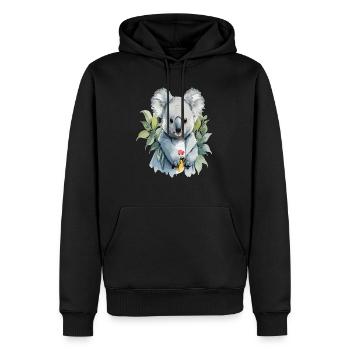 Koala in Wasserfarben - Männer Premium Bio Hoodie - Schwarz - Vorne - Nico (187cm)