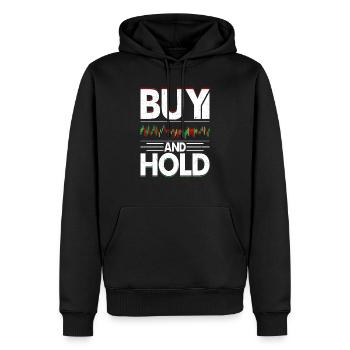 Acheter et conserver des transactions boursières Trader Investor - Sweat à capuche Premium bio Homme - noir - Devant - Nico (187cm)