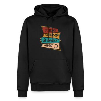 Manger Dormir Investir Répéter Bourse Trading Trader - Sweat à capuche Premium bio Homme - noir - Devant - Nico (187cm)