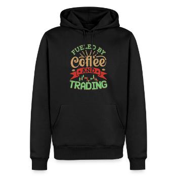 Alimenté par le café et le trading d’actions d’investisseurs - Sweat à capuche Premium bio Homme - noir - Devant - Nico (187cm)