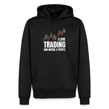 I Love Trading And Maybe 3 People Trader Stock Mar - Männer Premium Bio Hoodie - Schwarz - Vorne - Nico (187cm)