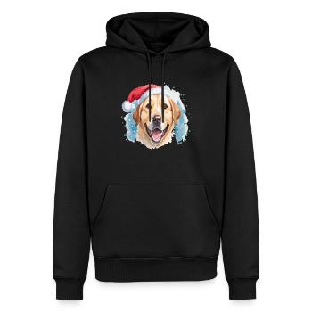 Chien de Noël à l’aquarelle - Sweat à capuche Premium bio Homme - noir - Devant - Nico (187cm)
