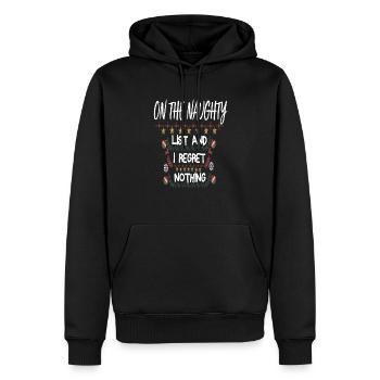 FUNNY, ON THE NAUGHTY LIST AND I REGRET NOTHING - Sweat à capuche Premium bio Homme - noir - Devant - Nico (187cm)