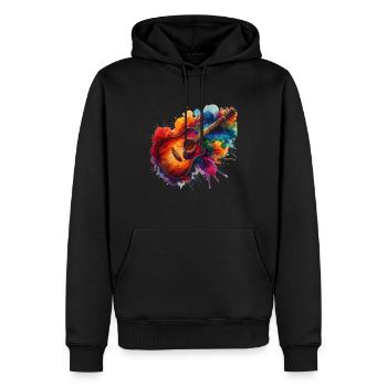 Akkustische Gitarre in Wasserfarben - Männer Premium Bio Hoodie - Schwarz - Vorne - Nico (187cm)