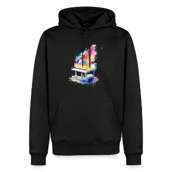 Piano in Wasserfarben - Männer Premium Bio Hoodie - Schwarz - Vorne - Nico (187cm)