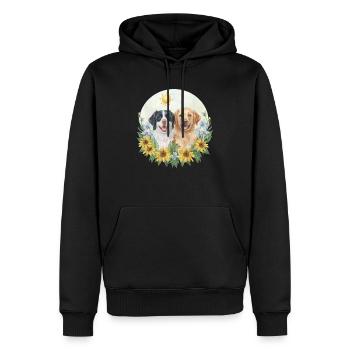 Mignon Beagle Golden Retriever tournesol - Sweat à capuche Premium bio Homme - noir - Devant - Nico (187cm)