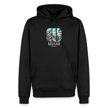 Miami Vintage Sunset - Männer Premium Bio Hoodie - Schwarz - Vorne - Nico (187cm)