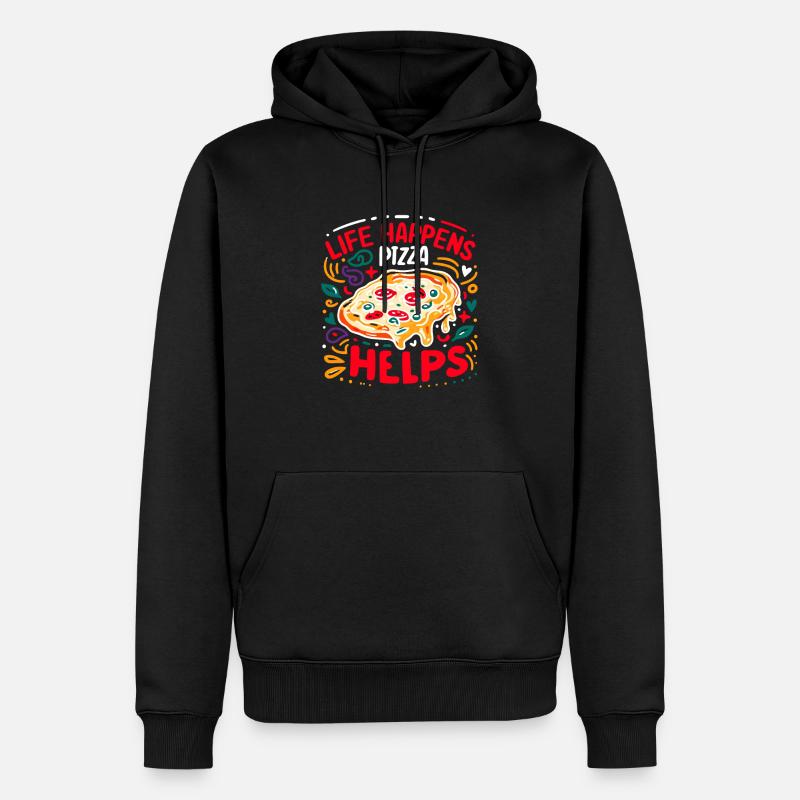 Life Happens Pizza aide - Sweat à capuche Premium bio Homme - noir