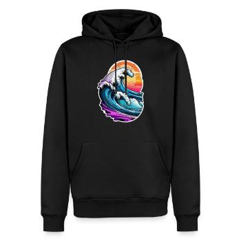 Welle - Sommer - Urlaub - Jahrgang - Männer Premium Bio Hoodie - Schwarz - Vorne - Nico (187cm)