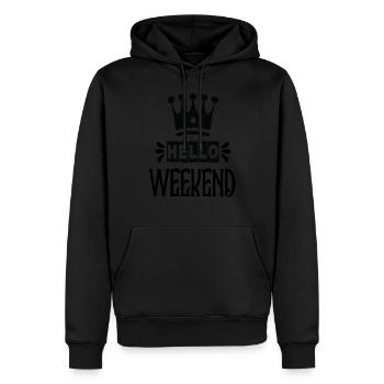 Hello Weekend - Männer Premium Bio Hoodie - Schwarz - Vorne - Nico (187cm)