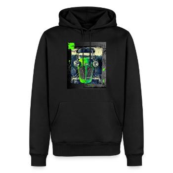 Alter Traktor im Grunge-Stil, abgenutztes Bild - Männer Premium Bio Hoodie - Schwarz - Vorne - Nico (187cm)