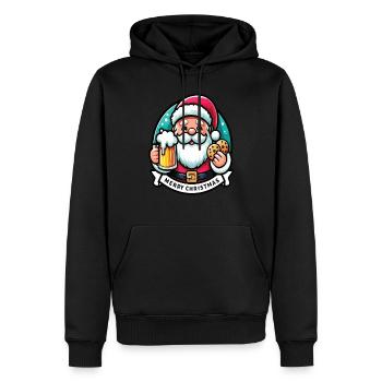 Weihnachtsmann mit Bier und Keksen - Männer Premium Bio Hoodie - Schwarz - Vorne - Nico (187cm)