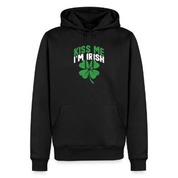 Kiss Me I'm Irish Funny Lucky Shamrock Saint - Männer Premium Bio Hoodie - Schwarz - Vorne - Nico (187cm)