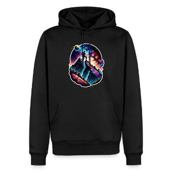 Klettern - Mond - Weltraum - Männer Premium Bio Hoodie - Schwarz - Vorne - Nico (187cm)