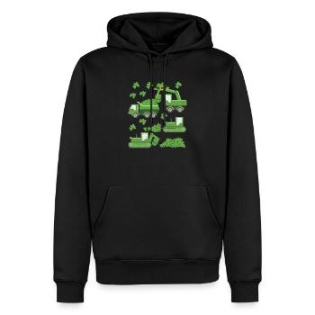 La Saint-Patrick de la Saint-Patrick grue camion excavatrice construction trèfle - Sweat à capuche Premium bio Homme - noir - Devant - Nico (187cm)