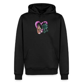 Pferdeliebhaber Herz irisches Kleeblatt - Männer Premium Bio Hoodie - Schwarz - Vorne - Nico (187cm)