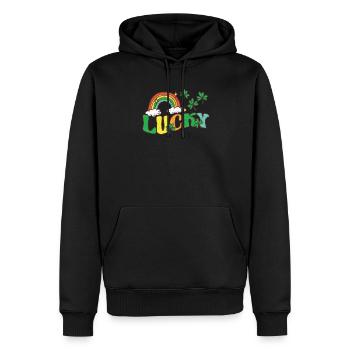 Joyeuse Saint-Patrick Shamrock Irlande Luxure - Sweat à capuche Premium bio Homme - noir - Devant - Nico (187cm)