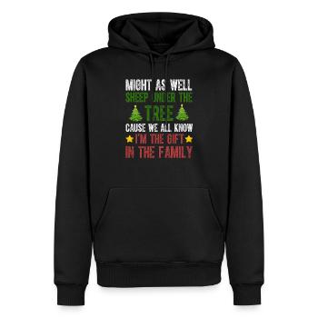 Könnte genauso gut unter dem Baum schlafen Ich bin das Geschenk - Männer Premium Bio Hoodie - Schwarz - Vorne - Nico (187cm)