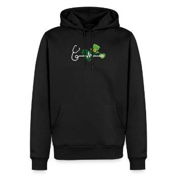 Infirmière St Patrick’s Day Stéthoscope Coeur - Sweat à capuche Premium bio Homme - noir - Devant - Nico (187cm)