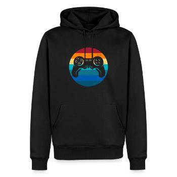 Kontrolliertes Chaos – Gaming wie es sein soll - Männer Premium Bio Hoodie - Schwarz - Vorne - Nico (187cm)