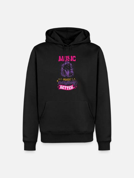Pinkes Kopfhörer T-shirt - Sweat à capuche Premium bio Homme - noir